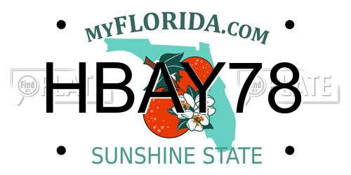 HBAY78 Florida License Plate