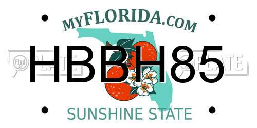 HBBH85 Florida License Plate
