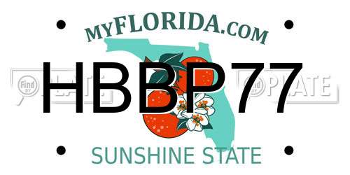 HBBP77 Florida License Plate