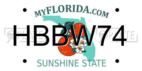HBBW74 Florida License Plate