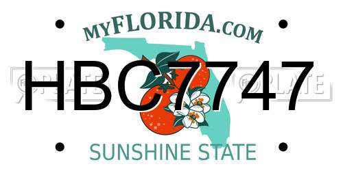 HBC7747 Florida License Plate