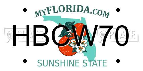 HBCW70 Florida License Plate