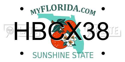 HBCX38 Florida License Plate