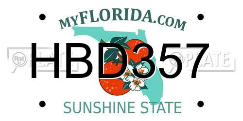 HBD357 Florida License Plate