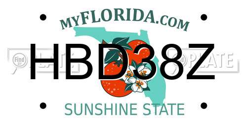 HBD38Z Florida License Plate