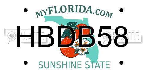 HBDB58 Florida License Plate
