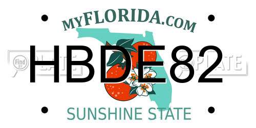 HBDE82 Florida License Plate