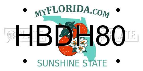 HBDH80 Florida License Plate