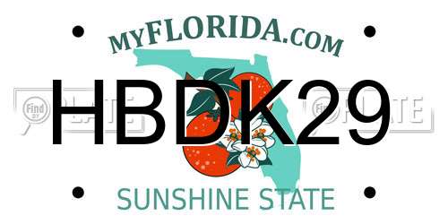 HBDK29 Florida License Plate