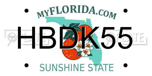 HBDK55 Florida License Plate