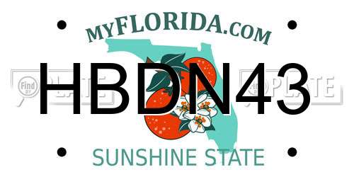 HBDN43 Florida License Plate