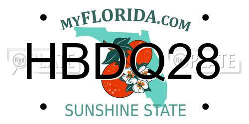 HBDQ28 Florida License Plate
