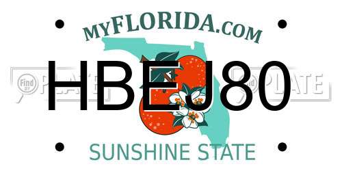 HBEJ80 Florida License Plate