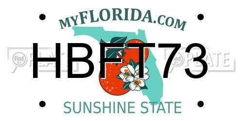 HBFT73 Florida License Plate