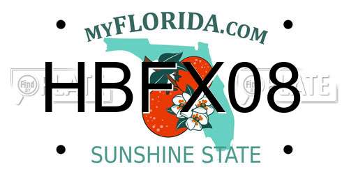 HBFX08 Florida License Plate