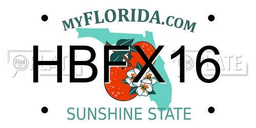 HBFX16 Florida License Plate