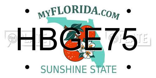 HBGE75 Florida License Plate