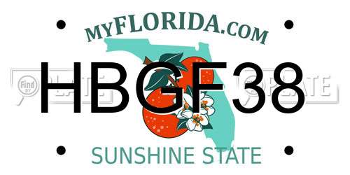 HBGF38 Florida License Plate