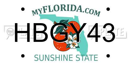 HBGY43 Florida License Plate