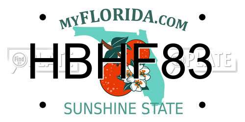 HBHF83 Florida License Plate