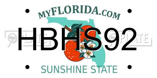 HBHS92 Florida License Plate