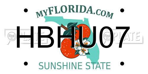 HBHU07 Florida License Plate