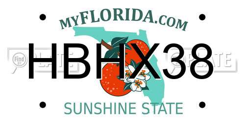 HBHX38 Florida License Plate