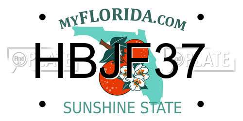 HBJF37 Florida License Plate