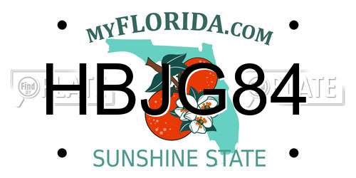HBJG84 Florida License Plate