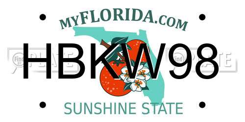 HBKW98 Florida License Plate