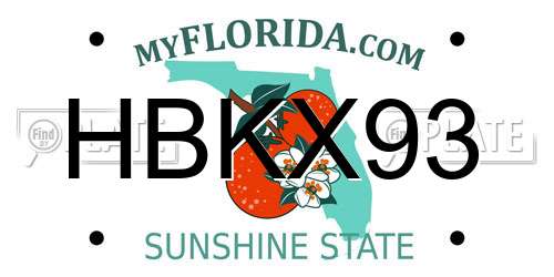 HBKX93 Florida License Plate