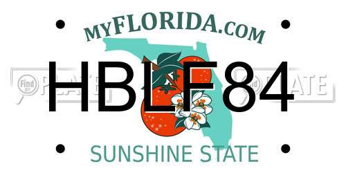 HBLF84 Florida License Plate
