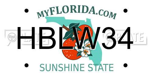 HBLW34 Florida License Plate