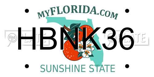 HBNK36 Florida License Plate