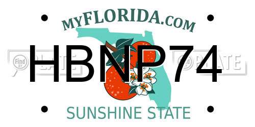 HBNP74 Florida License Plate