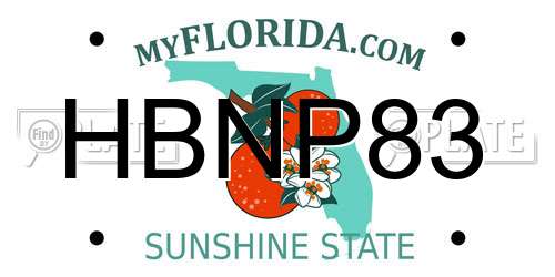 HBNP83 Florida License Plate