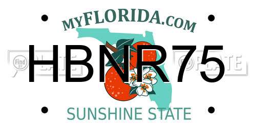 HBNR75 Florida License Plate