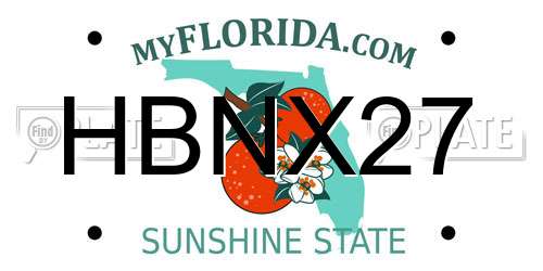 HBNX27 Florida License Plate