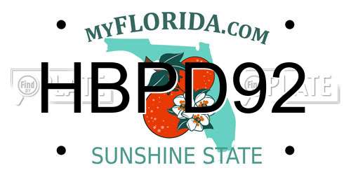 HBPD92 Florida License Plate