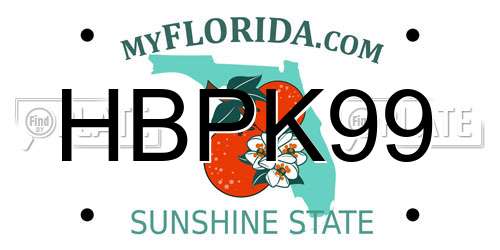 HBPK99 Florida License Plate
