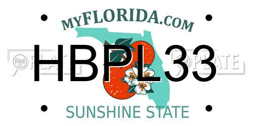 HBPL33 Florida License Plate