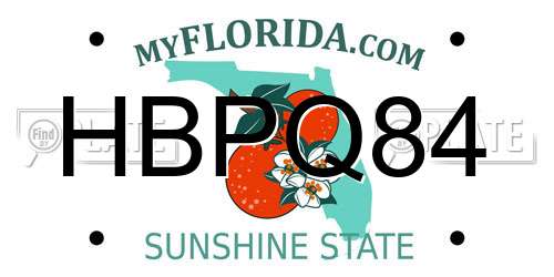 HBPQ84 Florida License Plate