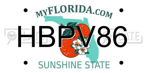HBPV86 Florida License Plate