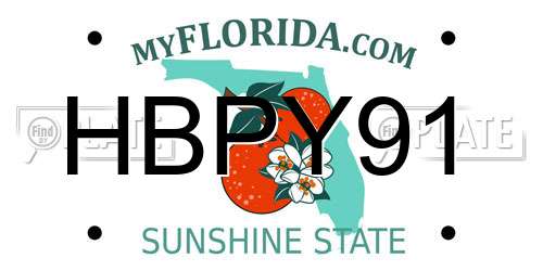 HBPY91 Florida License Plate
