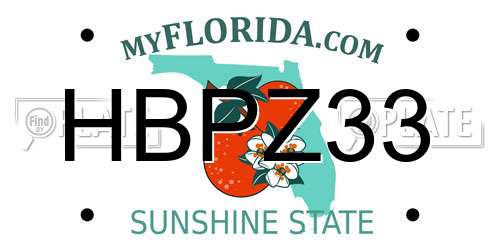 HBPZ33 Florida License Plate