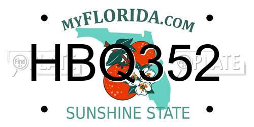 HBQ352 Florida License Plate