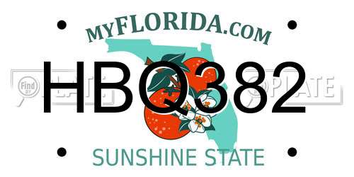 HBQ382 Florida License Plate