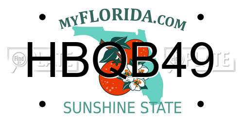 HBQB49 Florida License Plate