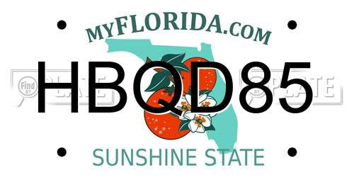 HBQD85 Florida License Plate