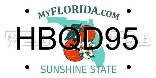 HBQD95 Florida License Plate